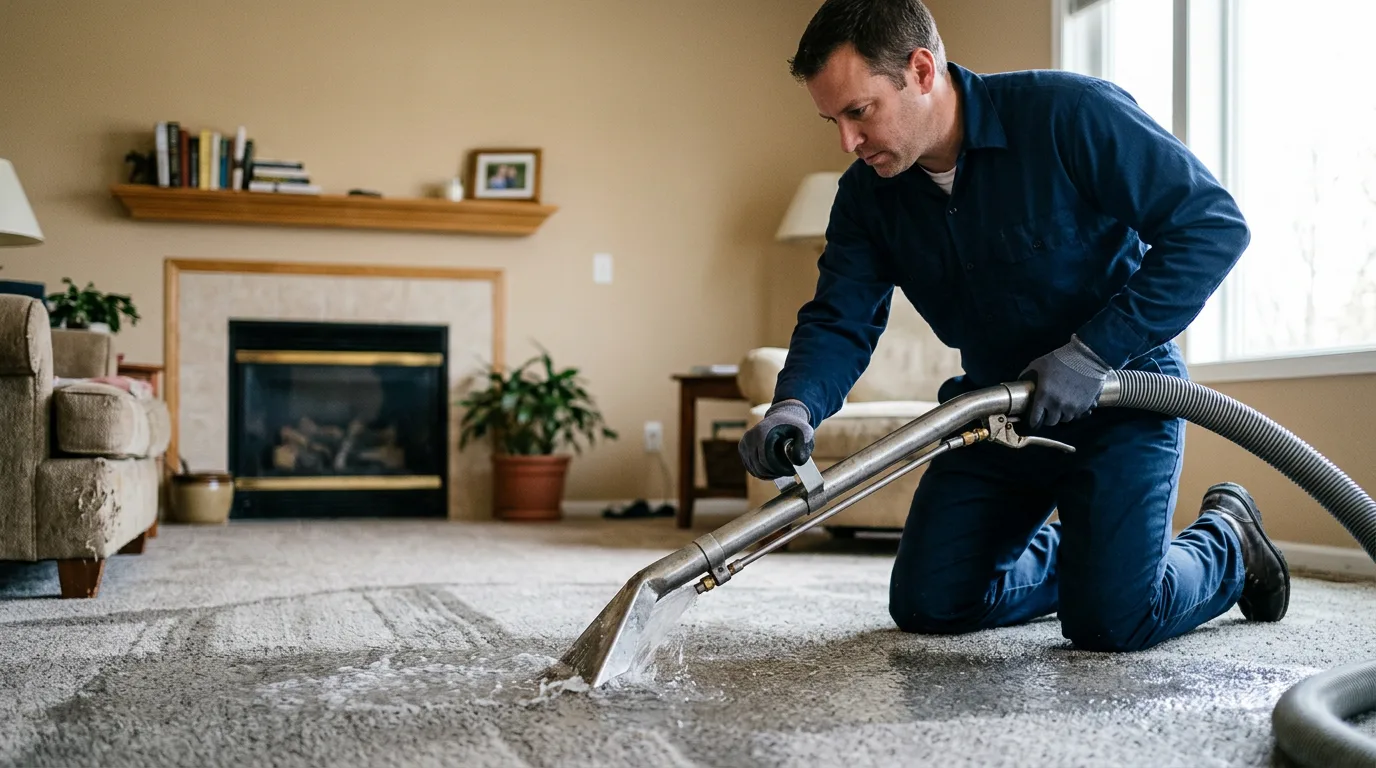 Water damage restoration technician working near Millersville, MO
